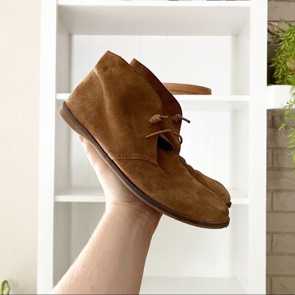 Lucky Brand Brown Suede Leather Round Toe Slip On Ankle Booties - Picture 1 of 8